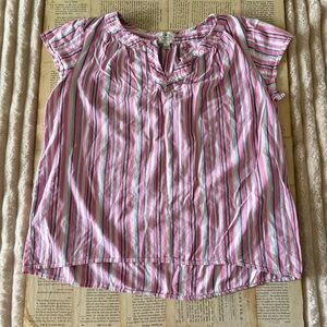 St. John's Bay Pink and White Striped Peasant Blouse, Size XL, Cottagecore top